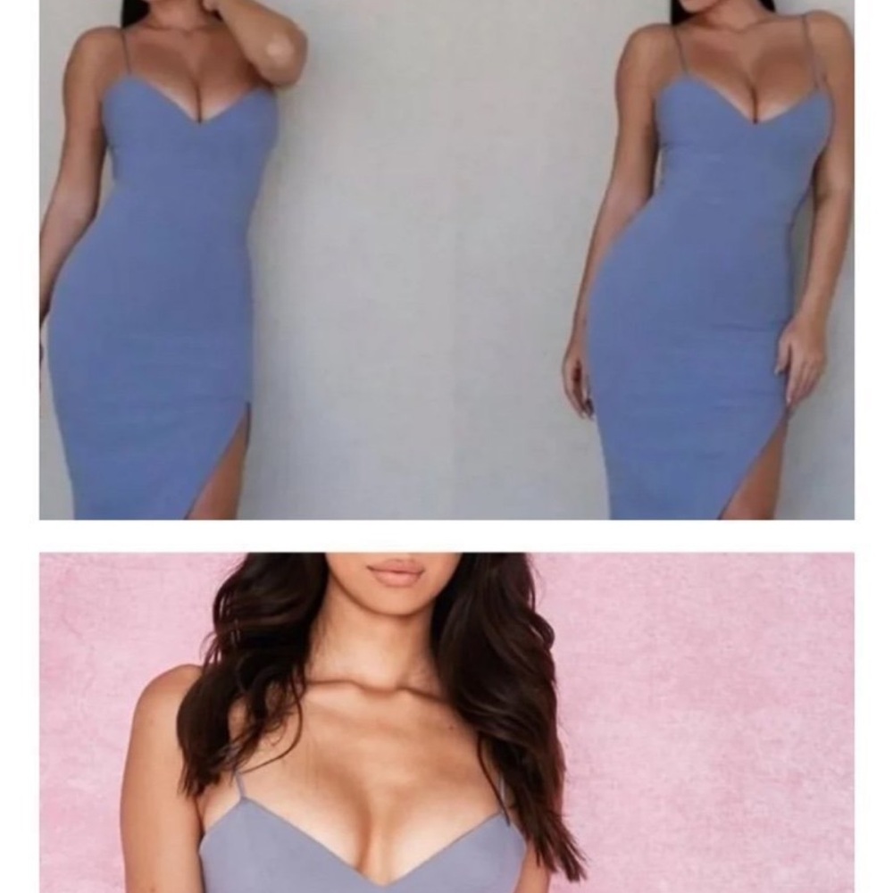 Sleek Powder Blue Spaghetti Strap Bodycon Dress